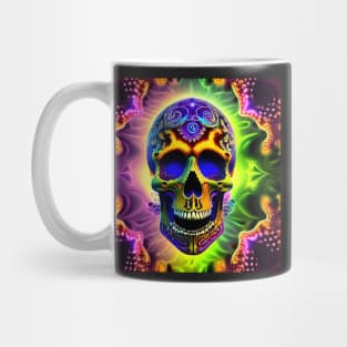 Skull Tie Dye Psychedelic Trippy Festival Hippie Neon Mug